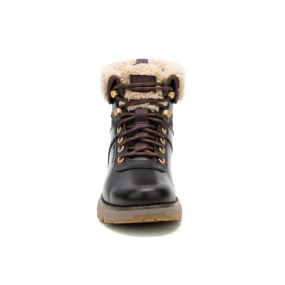 Fandom Roll Down Fur Waterproof P312605 Womens Dark Brown Boots