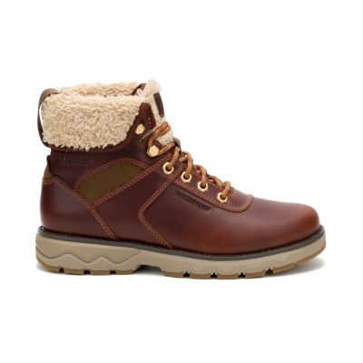 Fandom Roll Down Fur Waterproof P312606 Womens Brown Leather Boots