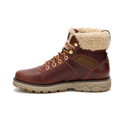 Fandom Roll Down Fur Waterproof P312606 Womens Brown Leather Boots