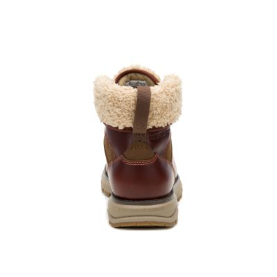 Fandom Roll Down Fur Waterproof P312606 Womens Brown Leather Boots
