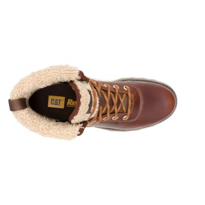 Fandom Roll Down Fur Waterproof P312606 Womens Brown Leather Boots